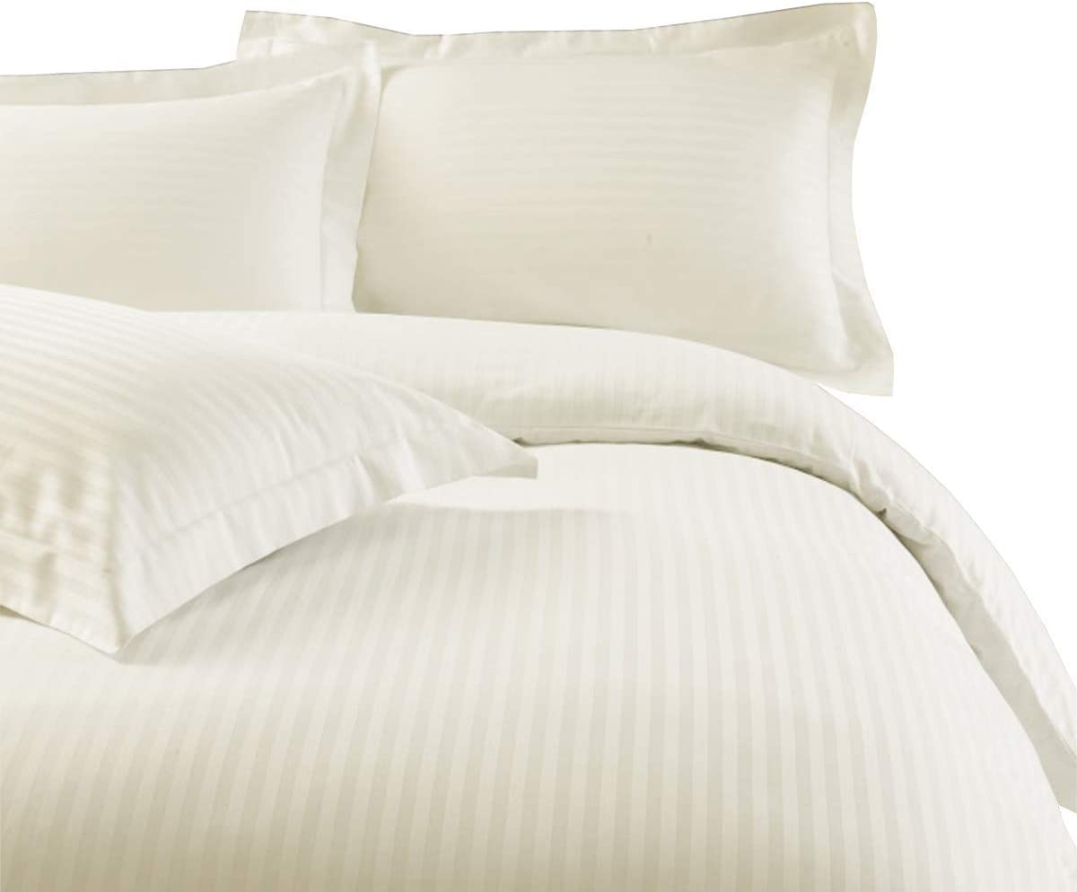 Price:$84.99  Dream's 600 Thread Count Three (3) Piece Super King (116" x 98") Size Ivory Stripe Duvet Cover Set, 100% Egyptian Cotton, Premium Hotel Quality : Home & Kitchen