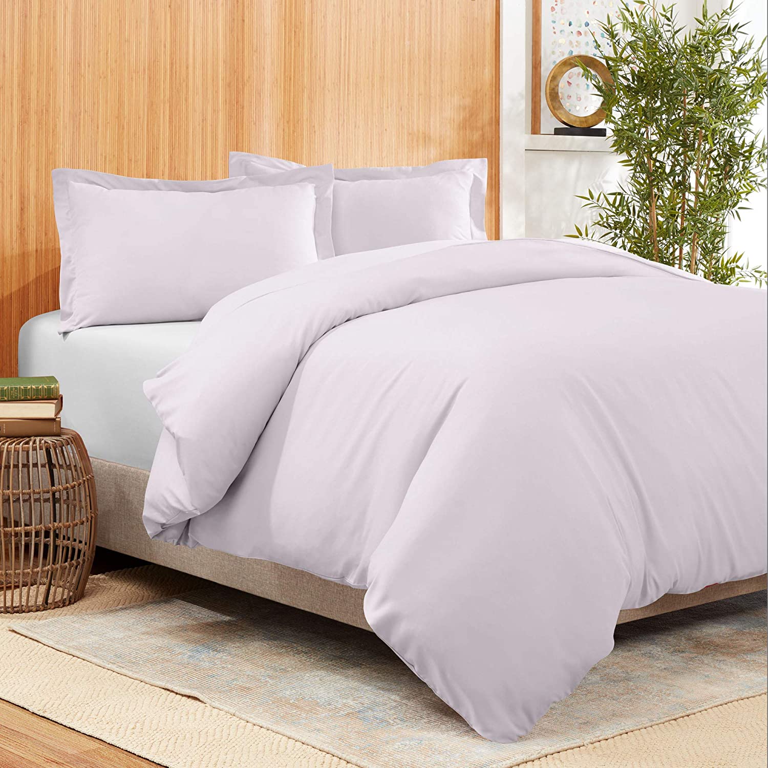 Price:$30.99  Bedding Bamboo Blend 3-Piece Duvet Cover Set – Bamboo and Microfiber Blend – Hotel Luxury Soft Cool Comfy Duvet Cover – Easy Care Wrinkle Free No Ironing Necessary - Full - Gray Lavender : Home & Kitchen