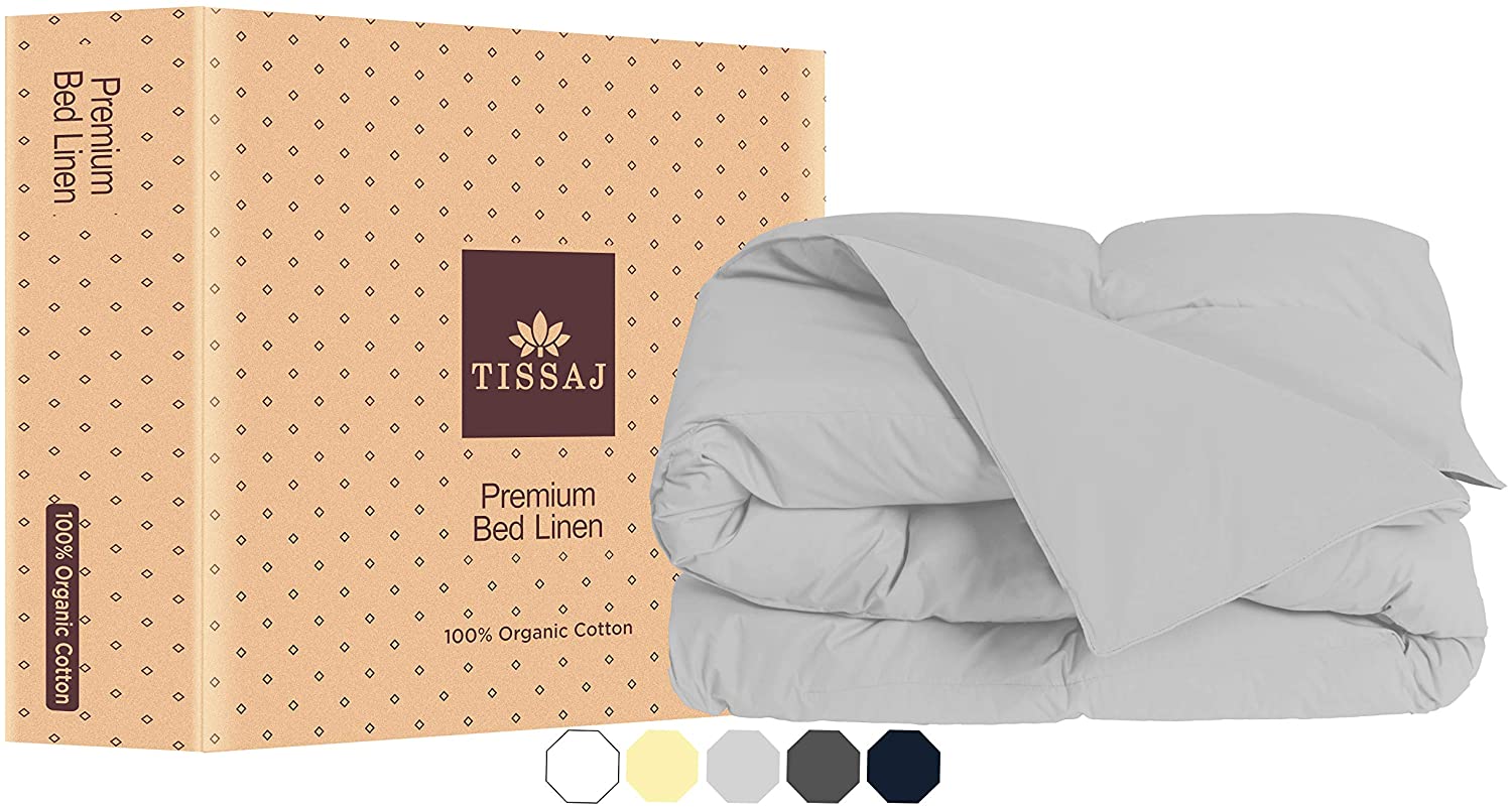 Price:$64.99  Duvet Cover - Duvet Cover Full &  Size - Cloud Gray - 100% Organic Cotton - GOTS Certified - 300 Thread Count Soft Sateen - for Duvet Insert, Down / Alternative Comforter, Weighted Blanket : Home & Kitchen