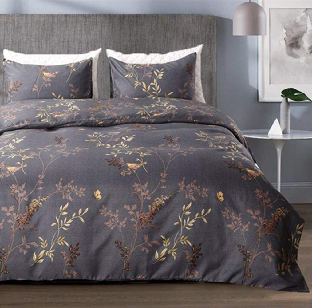 Price:$22.99  Ultra Soft Microfiber Duvet Cover Set with Zipper Closure Corner Ties Dark Grey and Gold Tree Pattern (Queen) : Home & Kitchen