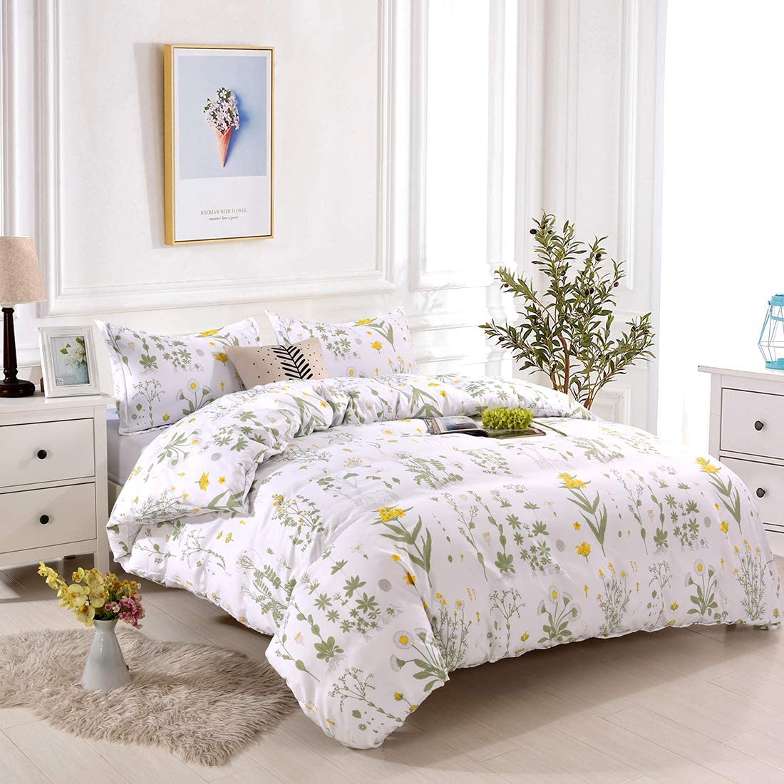 Price:$42.99  Lightweight Microfiber Bedding Duvet Cover Set,Floral Printing Pattern : Home & Kitchen