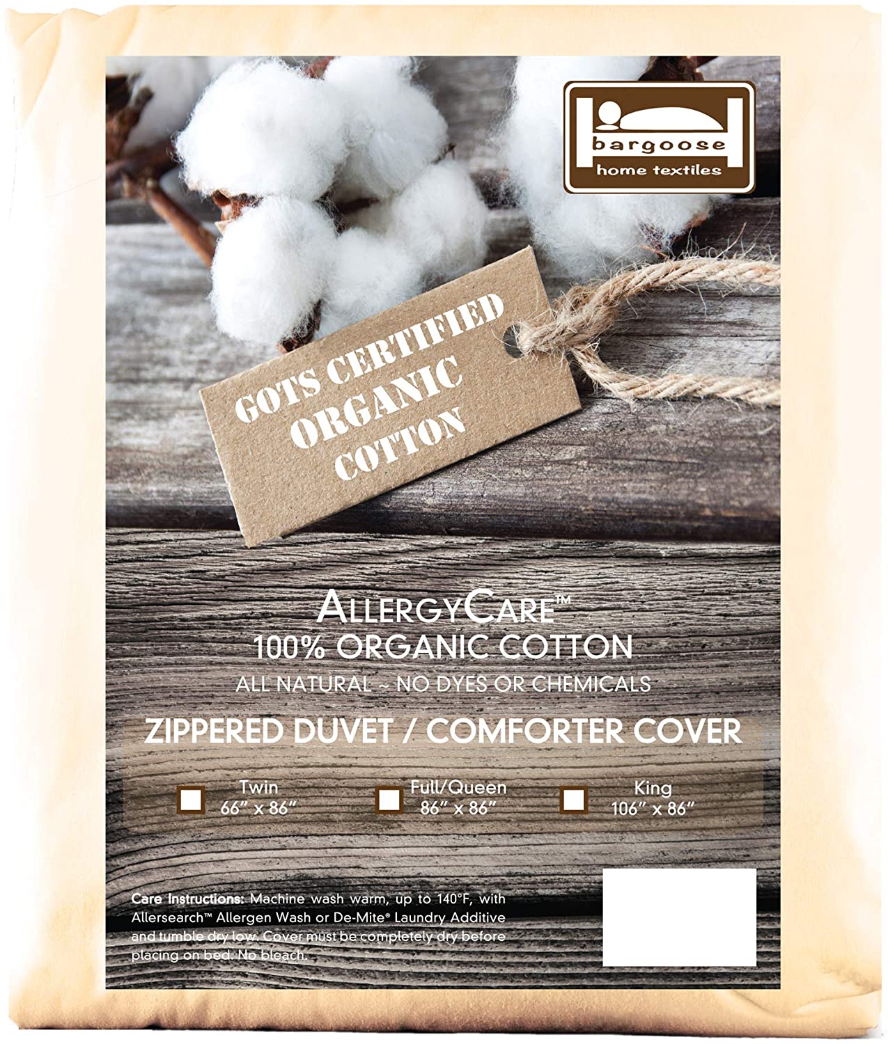 Price:$185.99  Organic Cotton Zippered Duvet / Comforter Cover, 100% Organic Cotton, Chemical Free - Blocks Dust Mites and More | Natural Off-White (King) : Home & Kitchen