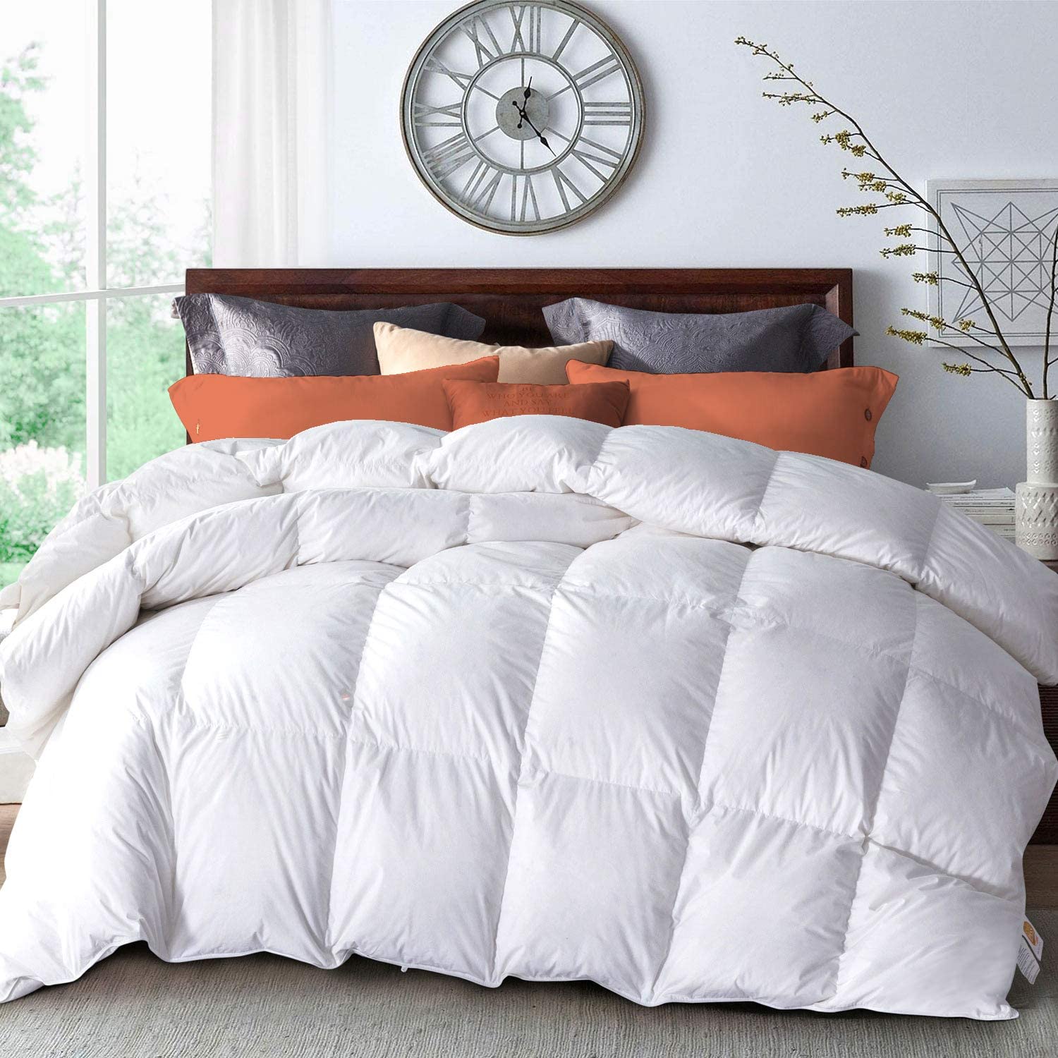 Price:$89.99  Twin Size White Goose Down Comforter with Corner Ties, All Season Fluffy Lightweight Quilted Duvet Insert, 100% Soft Egyptian Cotton Cover Filling 68 x 90 Inches : Home & Kitchen