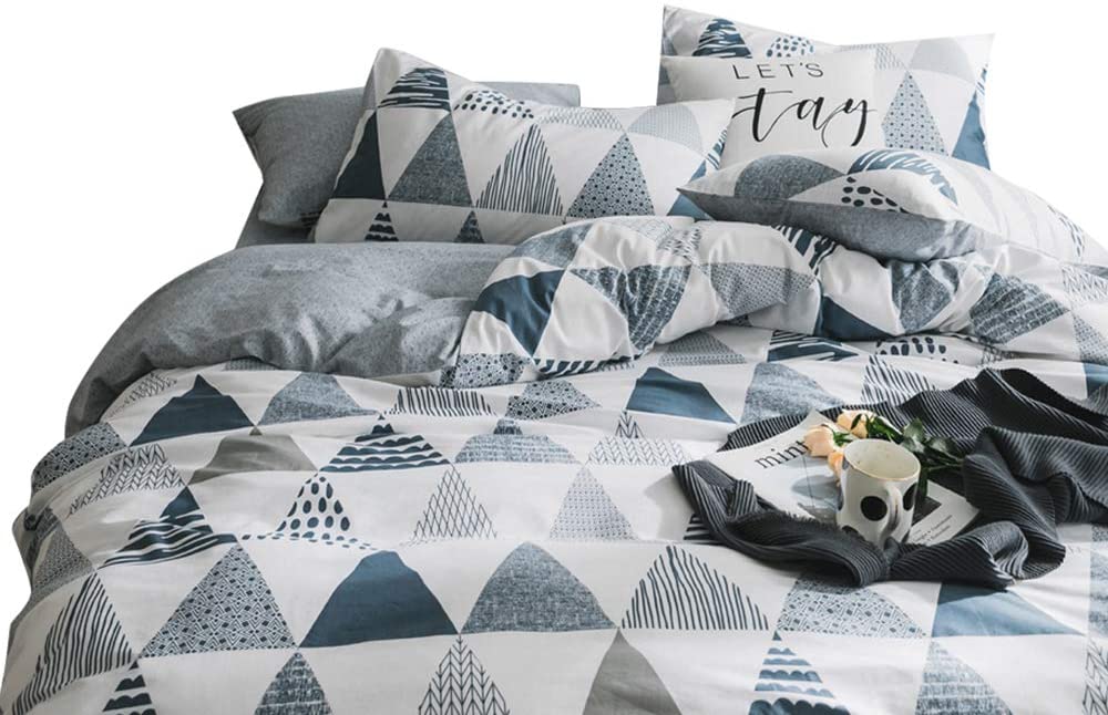 Price:$69.99  Triangle Bedding Duvet Cover Geometric Cotton King Bedding Collections Reversible Breathable Soft 3 Pieces Bedding Sets with 2 Pillowcases Zipper Closure : Home & Kitchen