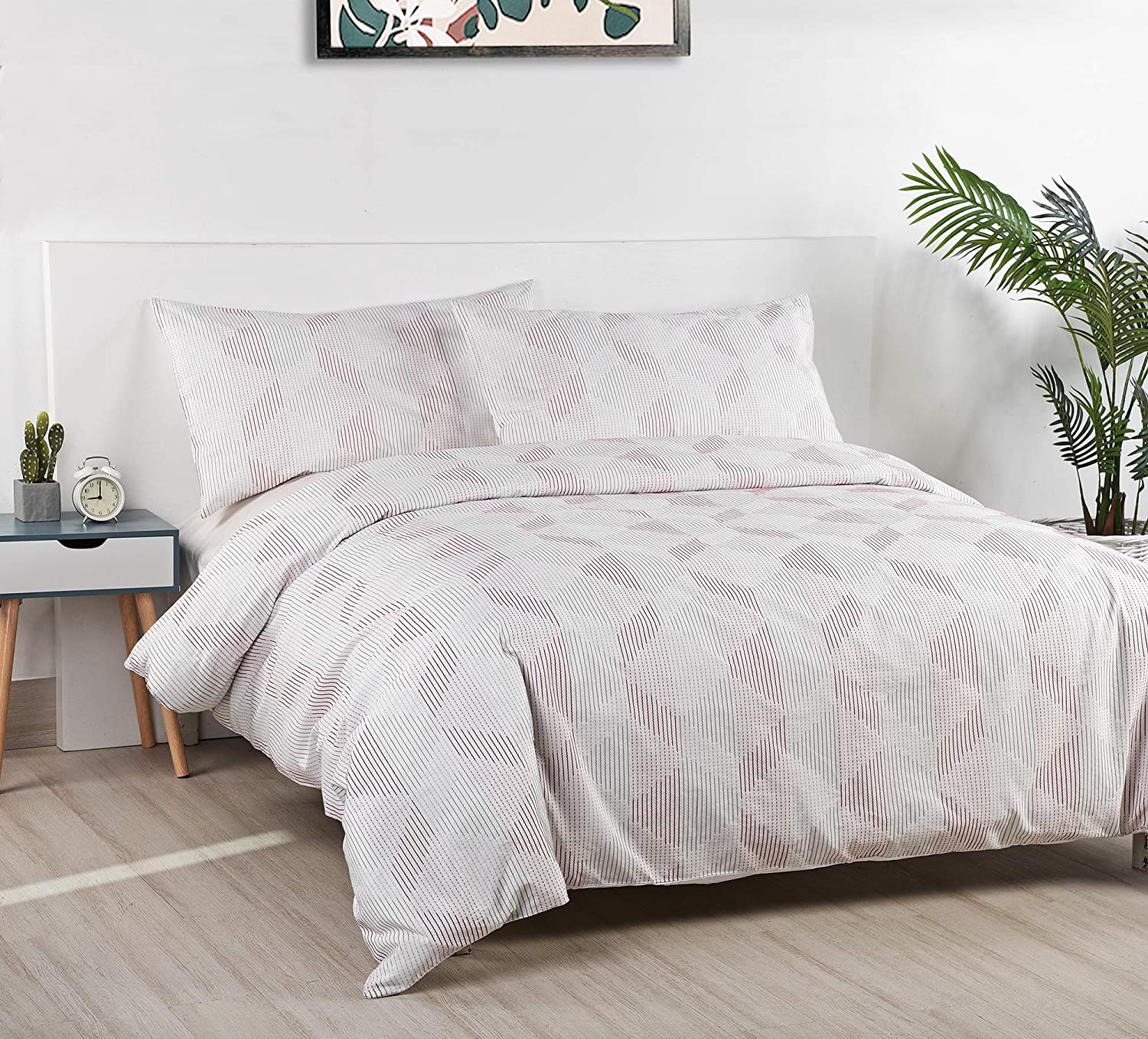 Price:$55.99  Queen Duvet Cover Sets, 3 Pieces Lightweight 100% Soft Cotton Bedding Cover with Button Closure, 1 Duvet Cover and 2 Pillowcases (White, 90x90 Inch) : Home & Kitchen
