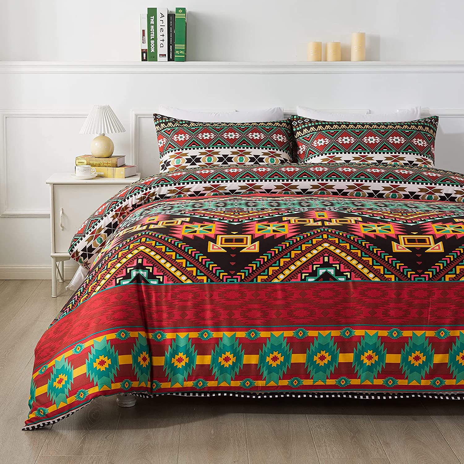 Price:$17.90  Aztec King Size Duvet Cover Set Bedding 3 Piece Light Weight Microfiber Zipper Corner Ties : Home & Kitchen