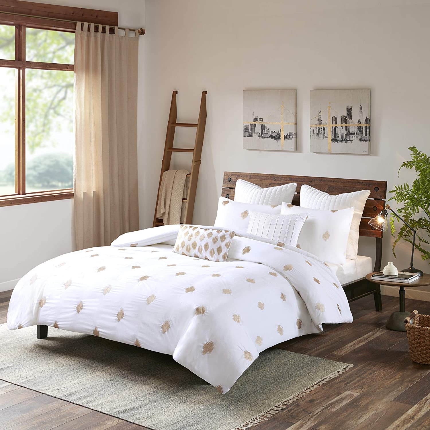 Price:$119.99  Cotton Duvet-Traditional Ikat Design All Season Comforter Cover Bedding Set with Matching Shams, King/California King (104 in x 92 in), Stella Metallic Copper 3 Piece : Everything Else