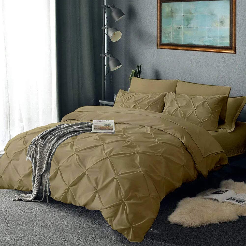 Price:$99.99  Pinch Plated Pintuck Duvet Cover 800 TC Egyptian Cotton Oversized King Plus 120x128 Size 1-PCs Duvet Cover {Diamond Shape} Zipper Closer & Corner Ties Breathable & Soft Taupe Solid : Home & Kitchen