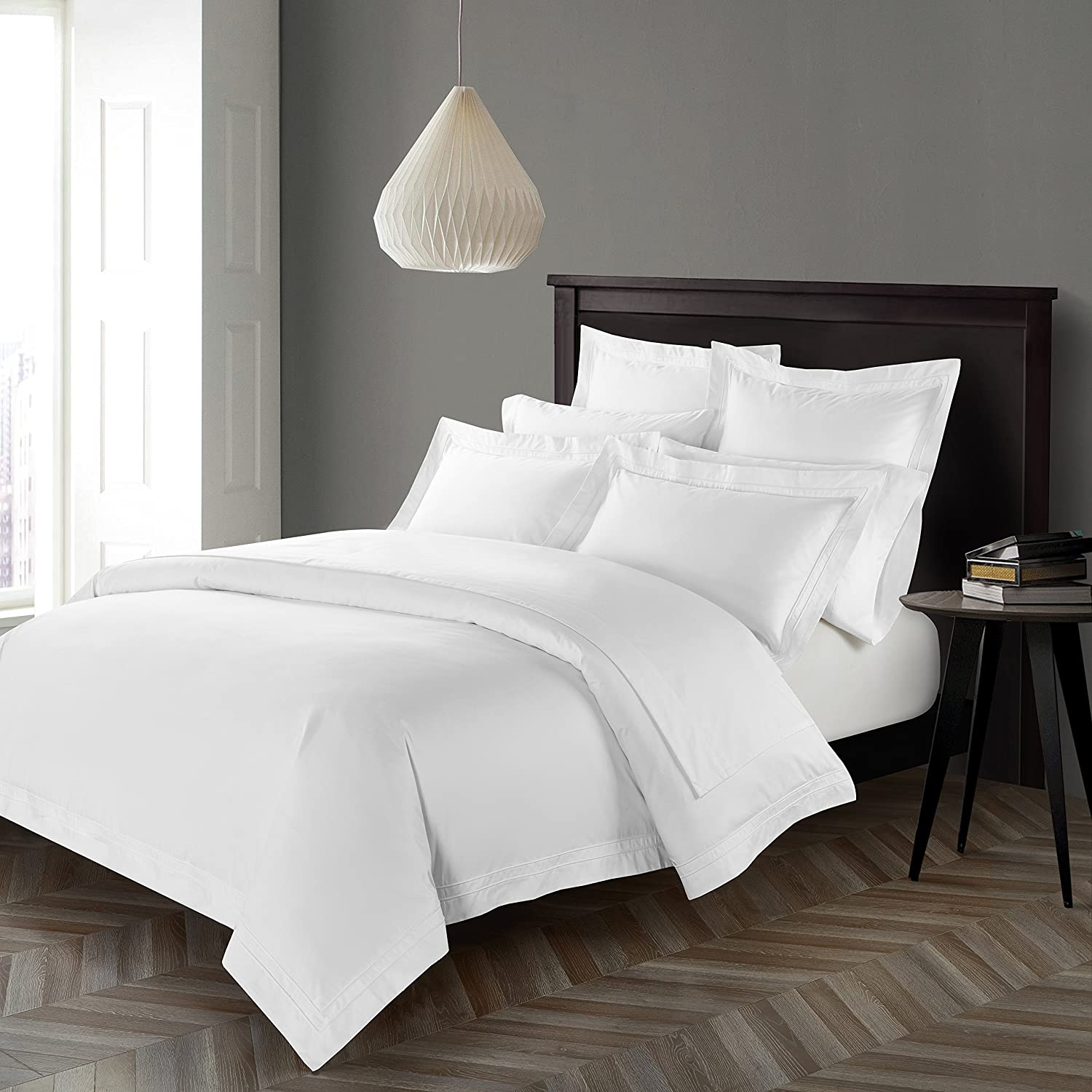 Price:$48.00  BOLAJ DESIGNED TO DREAM Triomphe Collection 3 Pieces Do Not Include Filling White Color Queen Size Duvet Cover Set 100% Egyptian Cotton Sateen 400 Thread Count Luxury Handcraft(White,Queen) : Home & Kitchen