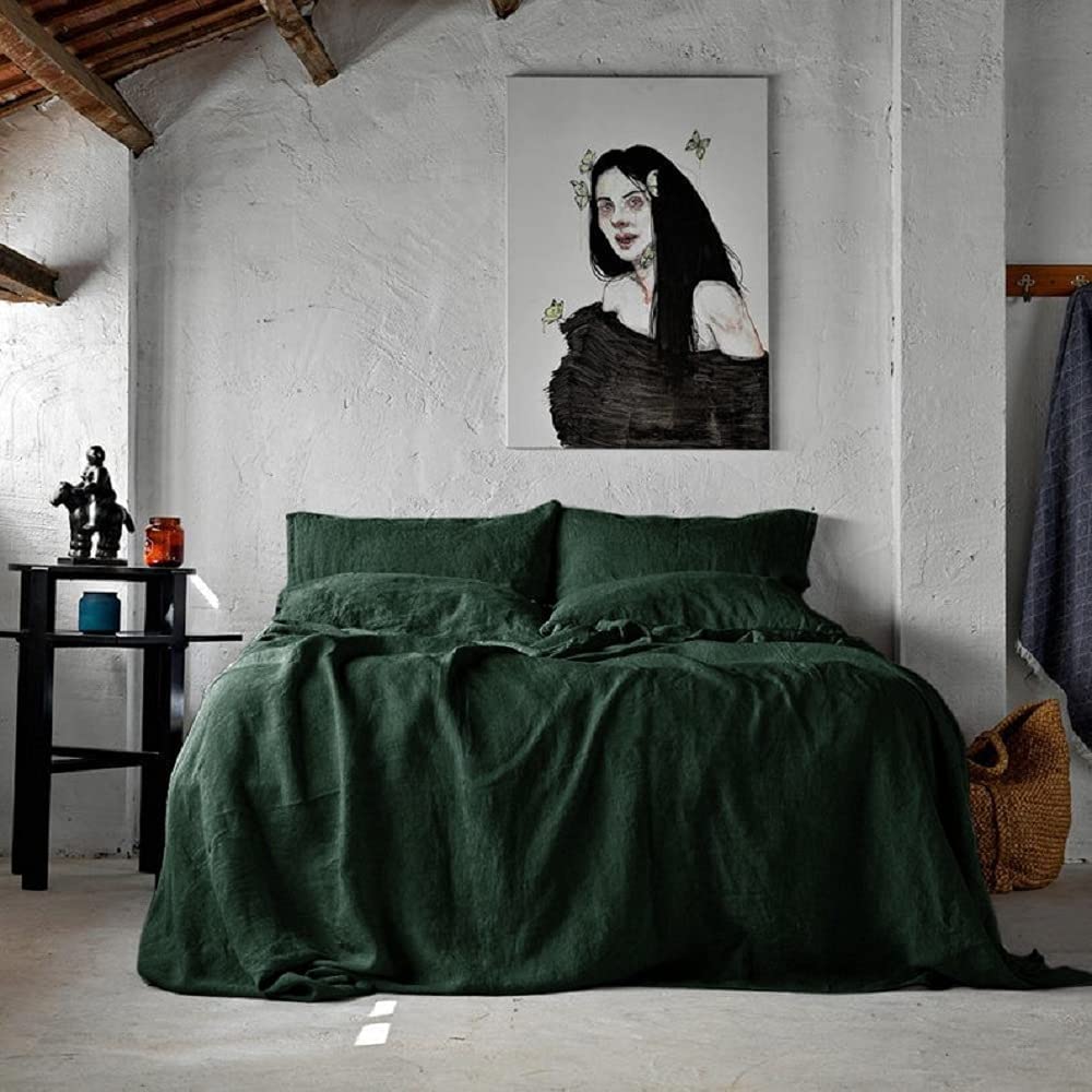Price:$78.99  Emerald Green Duvet Cover - Emerald Green Color Washed Cotton Duvet Cover with Matching Pillow Cases Emerald Green Bedding Set King Size (Twin XL) : Home & Kitchen