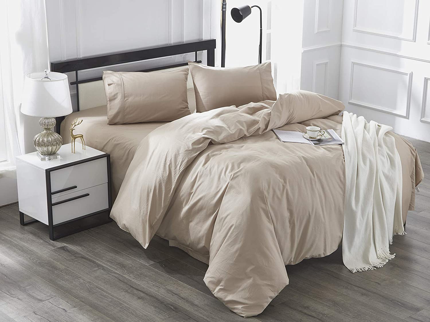 Price:$27.99  100% Cotton Duvet Cover Set Pillowcases and Bed Cover Zippered Closure for Bed in Bedroom (Twin) : Home & Kitchen
