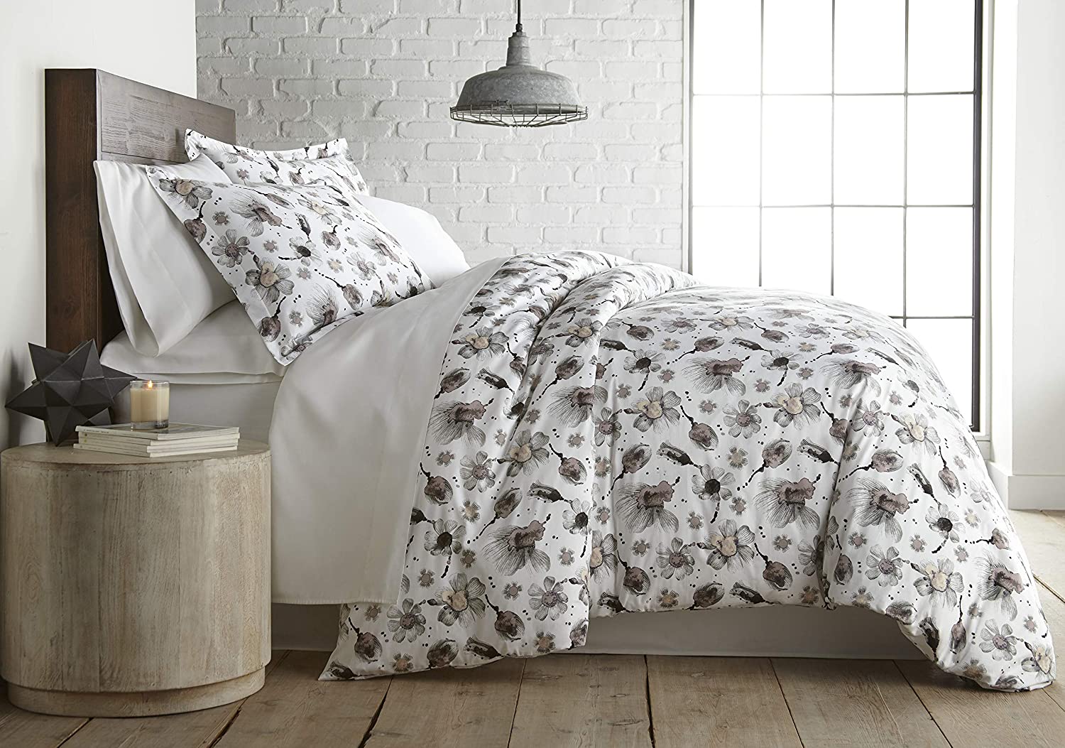 Price:$79.99  Symphony Collection - 300 TC 100% Cotton Duvet Cover Set 3-Piece, Grey-Blush, King / California King : Home & Kitchen