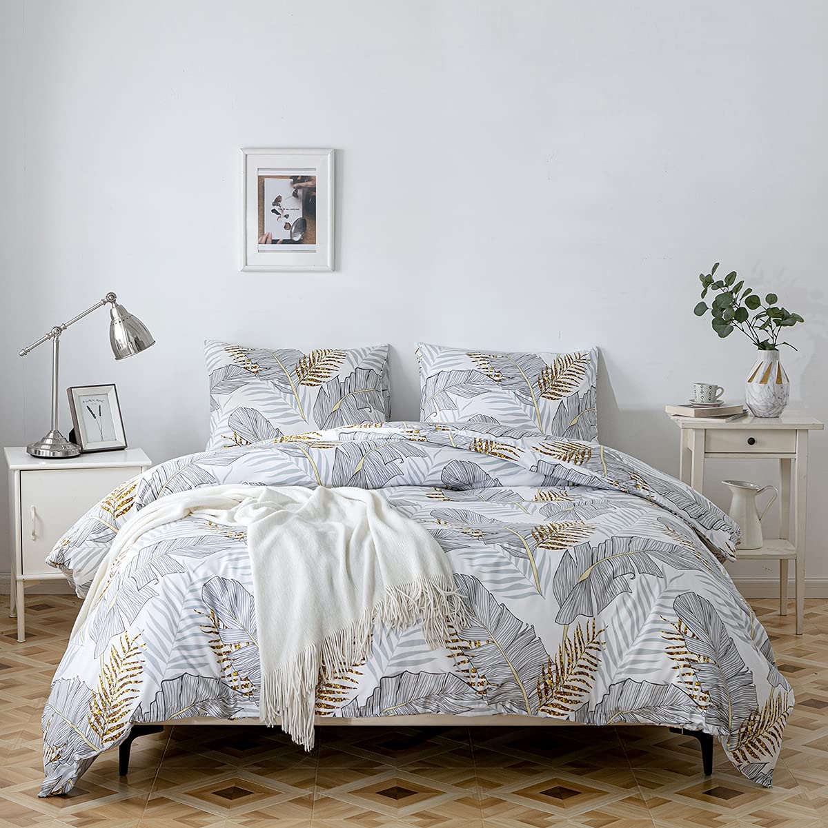 Price:$49.99  Duvet Cover Set,Bedding Set Printed Duvet Cover,100% Washed Ultra-Soft Microfiber 3 Pieces, Soft and Breathable (Bananaleaf,King) : Home & Kitchen