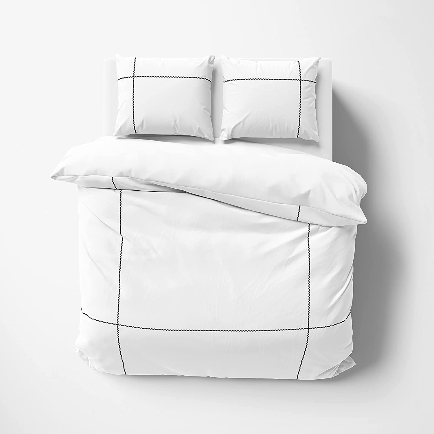 Price:$90.00  600 Thread Count 3 Piece Luxe Geo Geometric Duvet Cover Set with Zipper Closure & Corner Ties 100% Egyptian Cotton Plush Modern with Pillow Shams (California King/King, White) : Home & Kitchen