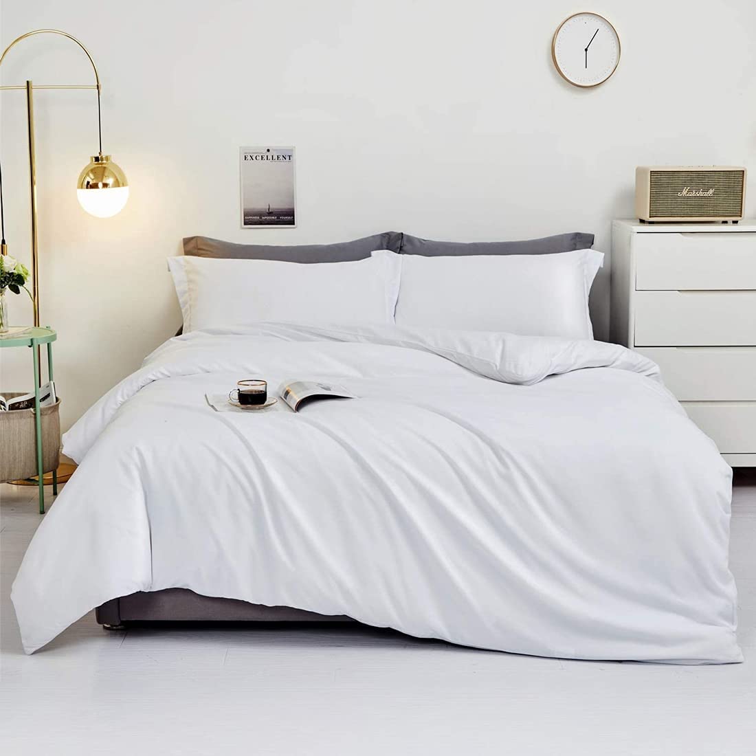 Price:$26.95  Duvet Cover Twin Size, Ultra Soft Breathable Brushed Microfiber Comforter Cover with Zipper Closure & Corner Ties, Luxury Bedding 2 Pcs Set (1 Duvet Cover & 1 Pillow Shams) : Home & Kitchen