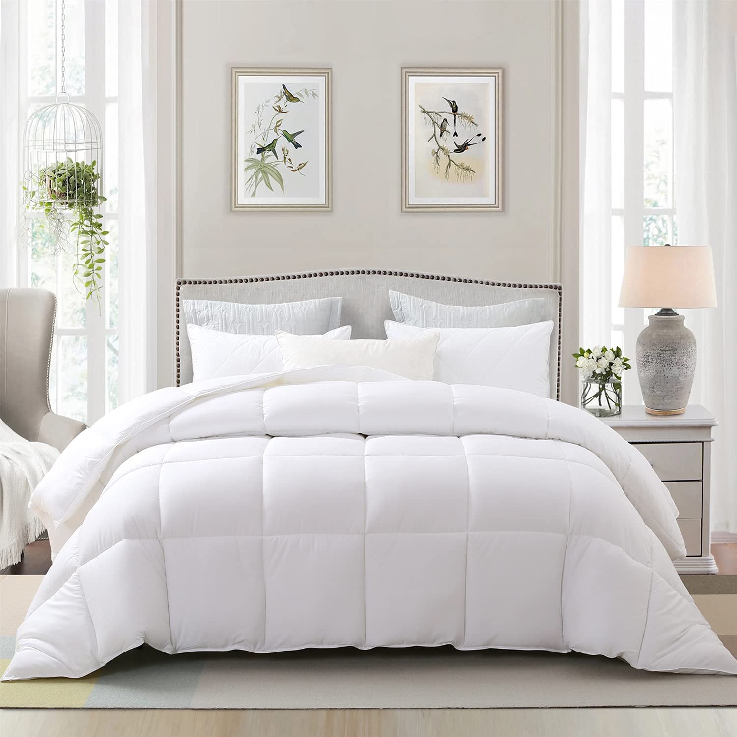 Price:$99.99  Cooling Comforter King Bamboo Comforter, Ultra-Soft Down Alternative Comforter Cool Duvet Insert, 100% Natural Bamboo Fabric with 8 Corner Ties, Machine Washable(White,106x90Inches) : Everything Else