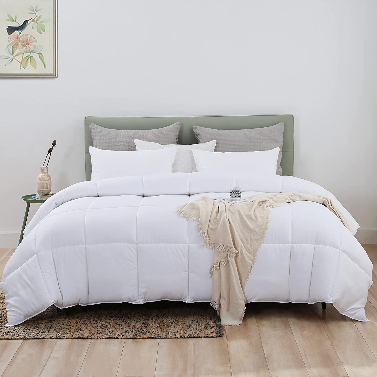 Price:$109.99  OVSOU Cooling Bamboo Comforter California King Size ightweight Down Alternative Duvet Insert with 8 Corner Tabs Soft Quilted Summer Bedding White Comforter,108x98Inches : Home & Kitchen