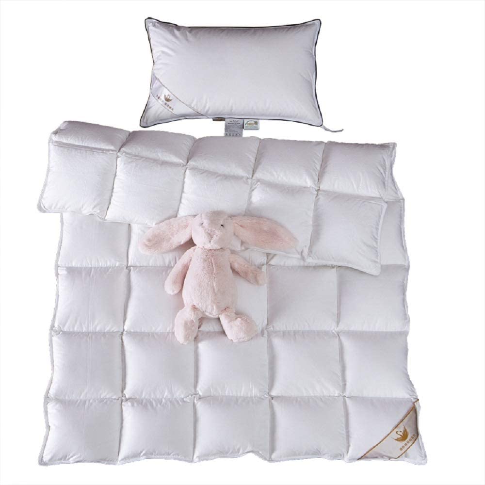 Price:$109.99  FEATHER Toddler/Travel/Crib Goose Down Comforter Duvet/Blanket Multifunctional,100% Organic Cotton & Washable Unisex Kids,All Season,White 41x48 : Baby