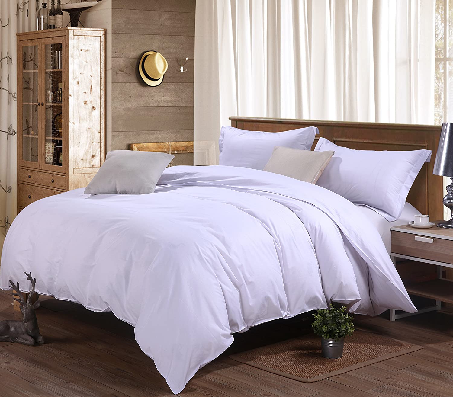 Price:$17.00  Dandelion Luxury Duvet Cover Bedding Set - Hotel Quality, Comfortable, Breathable and Soft- 3 Piece, Queen, White : Home & Kitchen