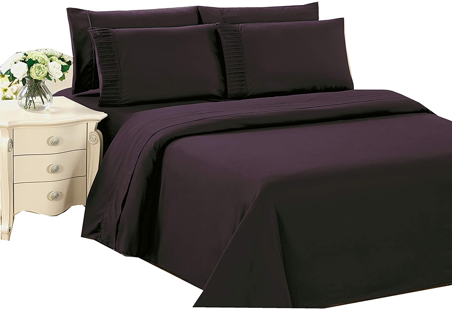 Price:$23.99  Decoration Ultra Soft Silky Zipper Solid Rayon from Bamboo All Season 3 Pieces Duvet Cover Set with 2 Pillowcases, Eggplant Color King Size : Home & Kitchen