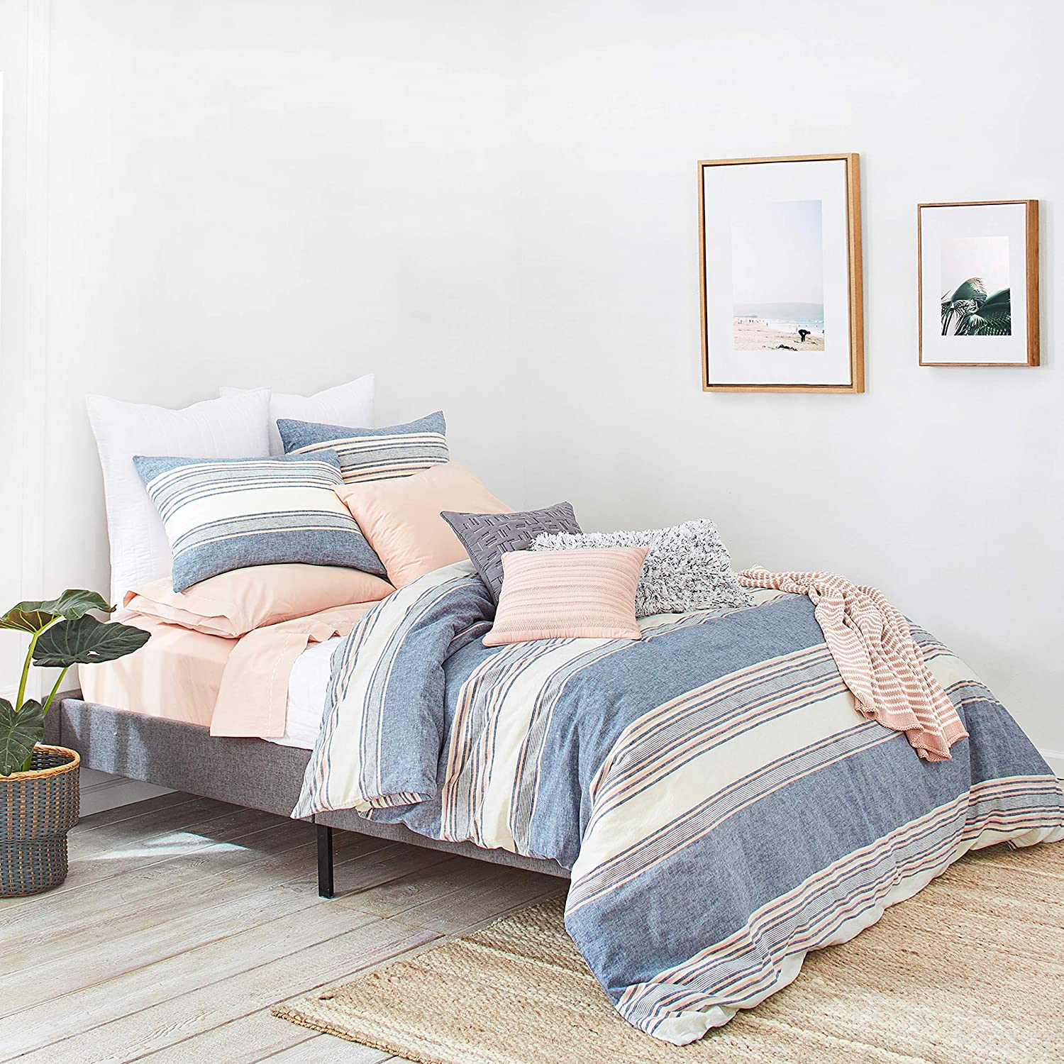 Price:$189.99  Home Tuscan Stripe Duvet Set, King, Navy/Multi : Home & Kitchen