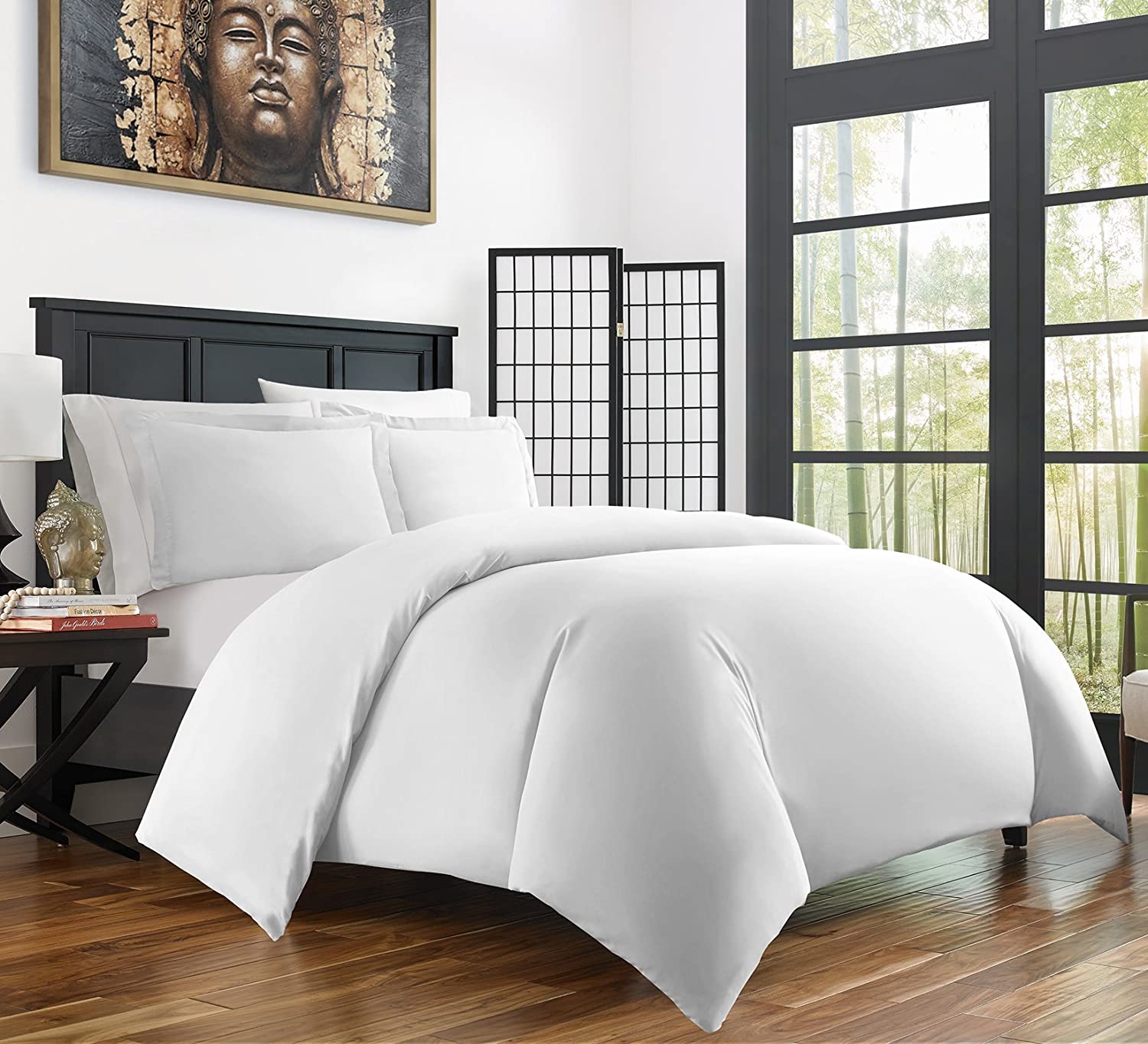 Price:$30.99  Bamboo Ultra Soft 3-Piece Rayon Derived From Bamboo Duvet Cover Set - Hypoallergenic and Wrinkle Resistant - Full/Queen - White : Home & Kitchen