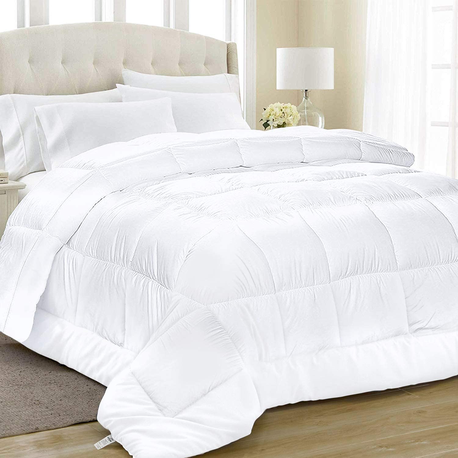 Price:$26.97  Comforter Twin Size - Duvet Insert - Quilted Down Alternative Comforter - Thick Comforter with Corner Tabs - Box Stitched 100% Microfiber Comforter (Twin, White) : Home & Kitchen