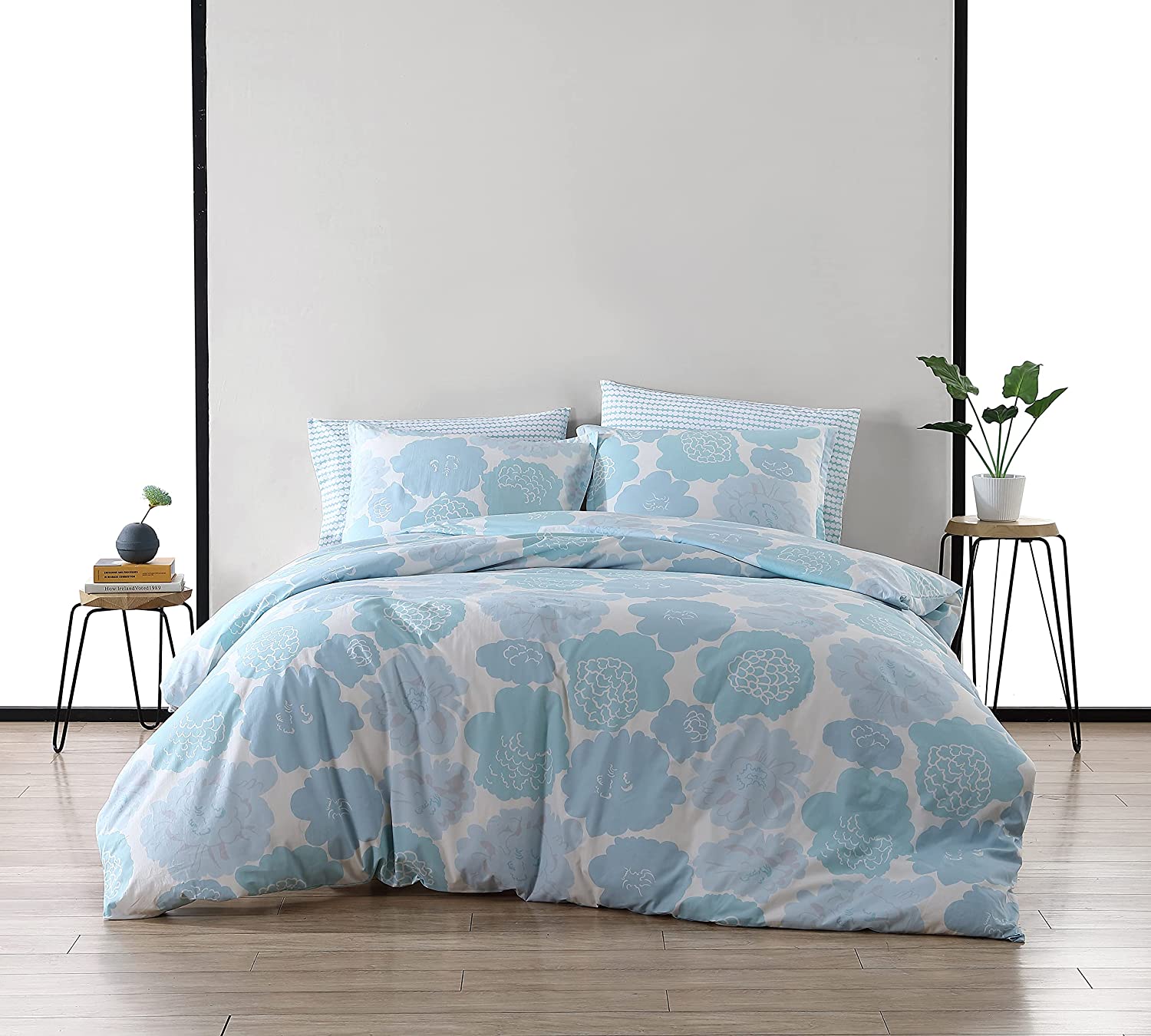 Price:$165.62  | Pioni Collection | Duvet Cover Set - 100% Cotton, Reversible, Softens with Each Wash, Includes Matching Sham(s), King, Blue : Home & Kitchen