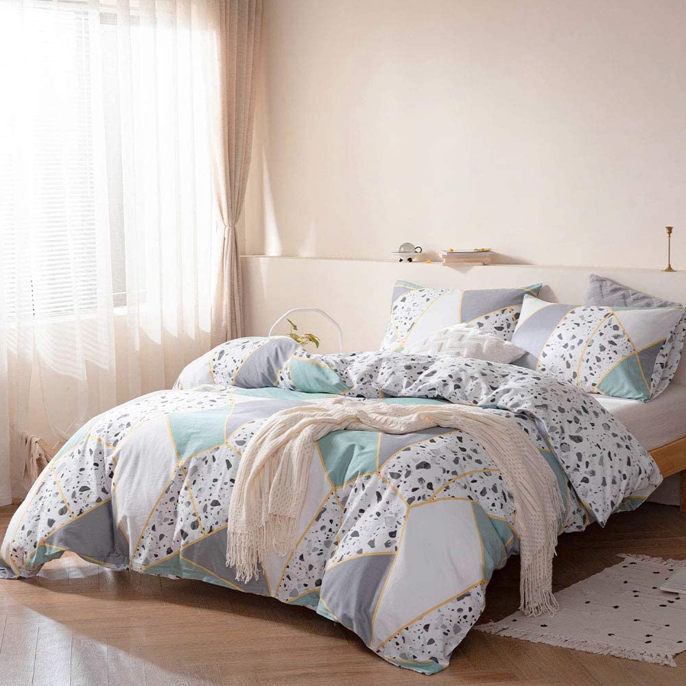 Price:$43.99  Duvet Covers Queen Size Set : BeddingCozy Soft Sleeping Bed Sheet Quilt Pillow Cases for Home Bedroom Cotton 3pcs-Green Stone : Home & Kitchen