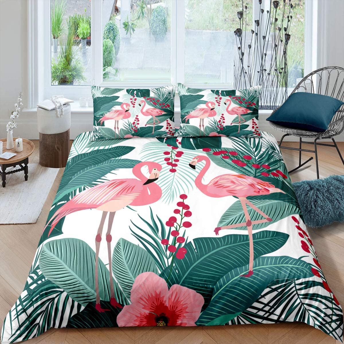 Price:$32.99  Duvet Cover Palm Leaf Bedding Set Queen Size For Kids Boys Girls Teens Flower Tropical Botanical Quilt Cover Hawaiian Islands Floral Comforter Cover Stylish Décor With 2 Pillow Cases : Home & Kitchen