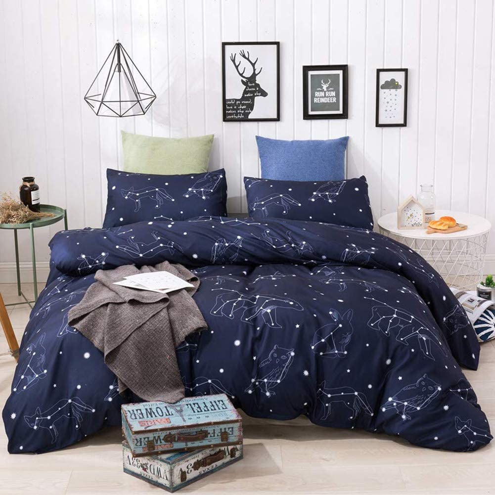 Price:$15.22  3 Pcs Duvet Cover Queen - Soft Blue Duvet Cover Set Queen Comforter Cover Bedding Set for Kids Boys and Girls,Oeko-TEX Certificated (1 Duvet Cover 2 Pillowcases) : Home & Kitchen