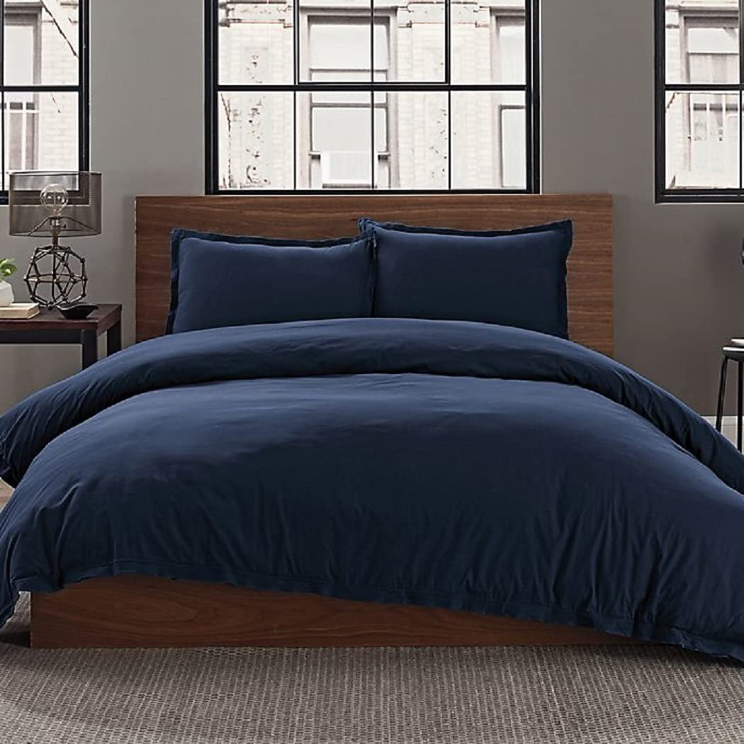 Price:$49.00  Full/Queen Duvet Cover Set in Navy : Home & Kitchen