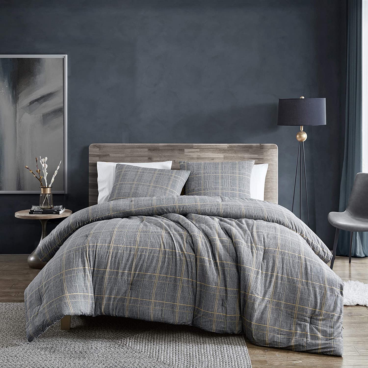 Price:$56.99  Cole New York Sussex Flannel Collection| Duvet Cover Set- 100% Cotton Ultra Soft, All Season Bedding, Pre-Washed for Added Softness, King, Black : Home & Kitchen