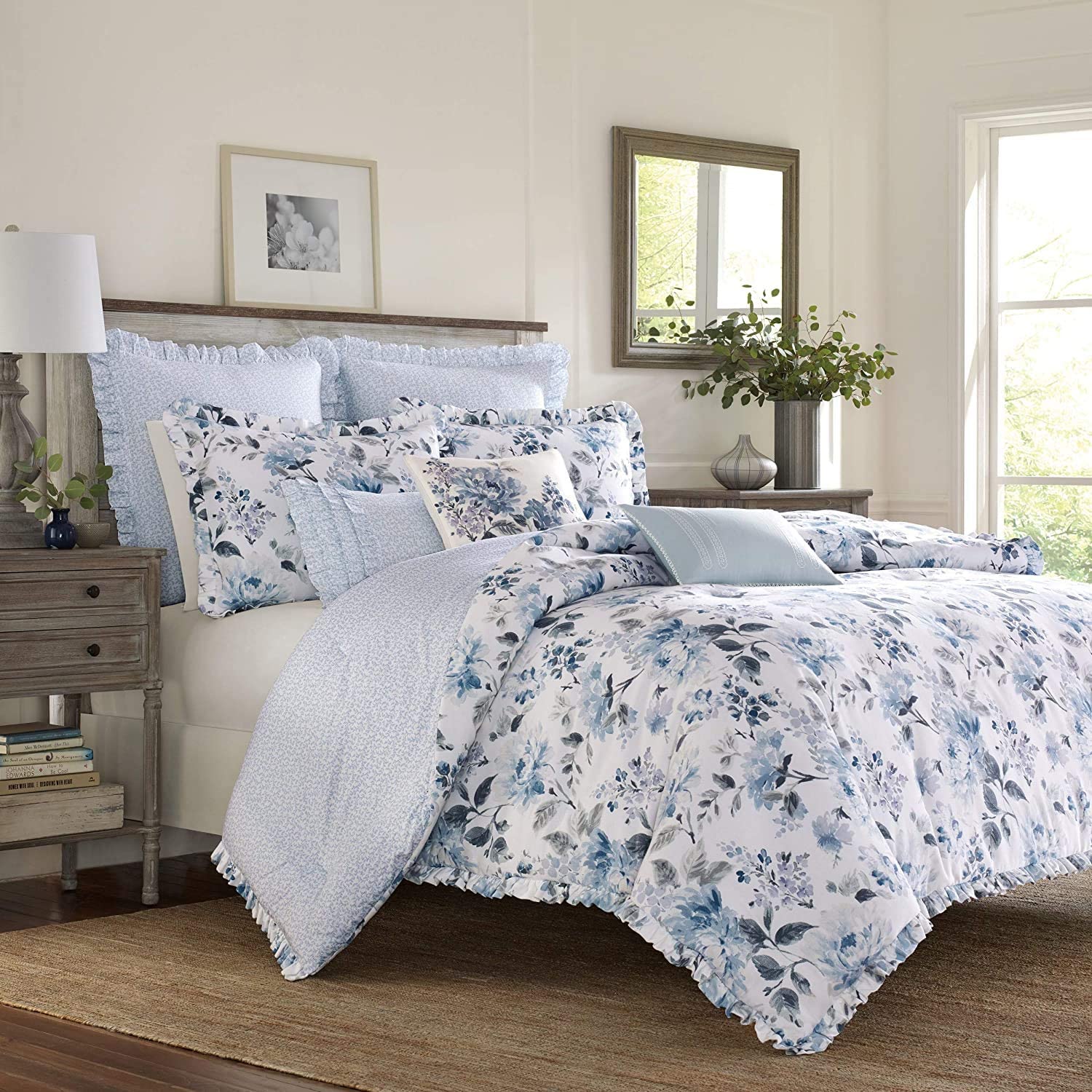 Price:$149.99  Ashley Home Chloe Collection Luxury Premium Ultra Soft Duvet Set, Lightweight & Comfortable Bedding, Stylish Design for Home Décor, King, Cottage Blue : Home & Kitchen