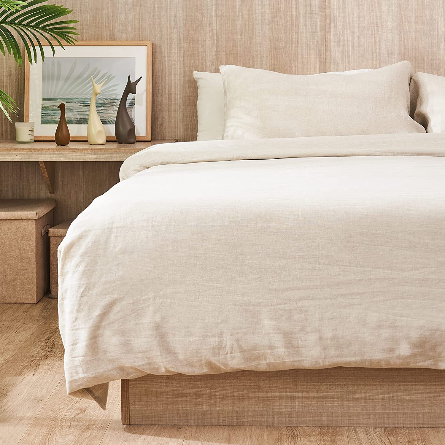 Price:$87.99  100% Washed Linen Duvet Cover Twin Size(68"x90"), 2 Pieces Soft Farmhouse Comforter Set with Button Closure,1 Duvet Cover and 1 Pillow Sham (Natural Linen) : Home & Kitchen