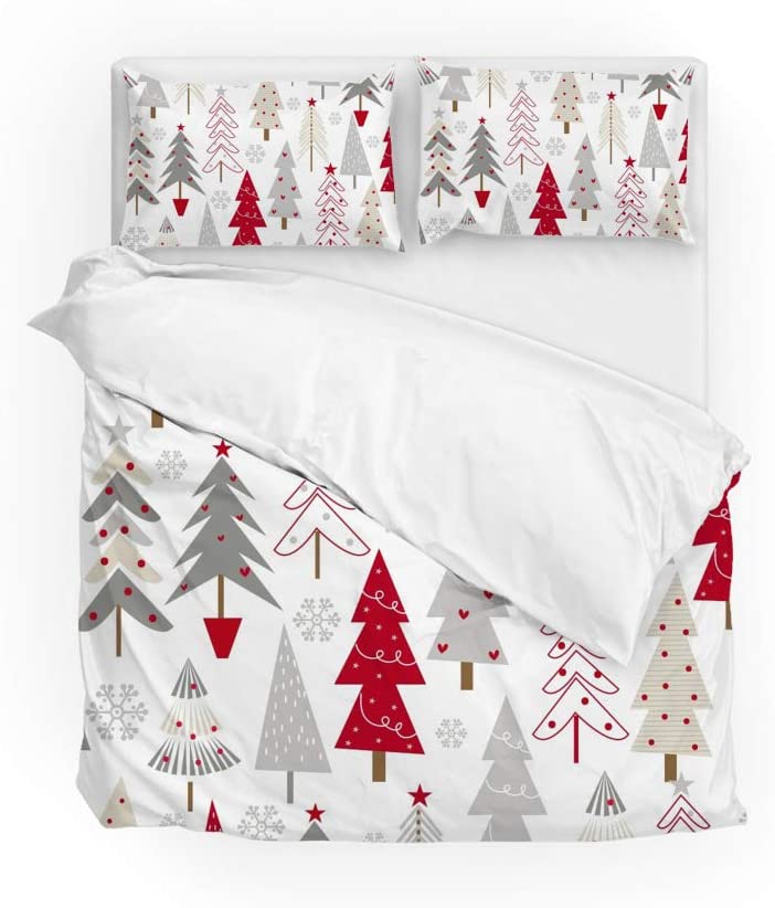 Price:$59.99  Daily Christmas Trees Snowflakes Seamless Duvet Cover Set 2 Piece Microfiber Polyester Pillowcase Quilt Bedding Set Twin : Home & Kitchen