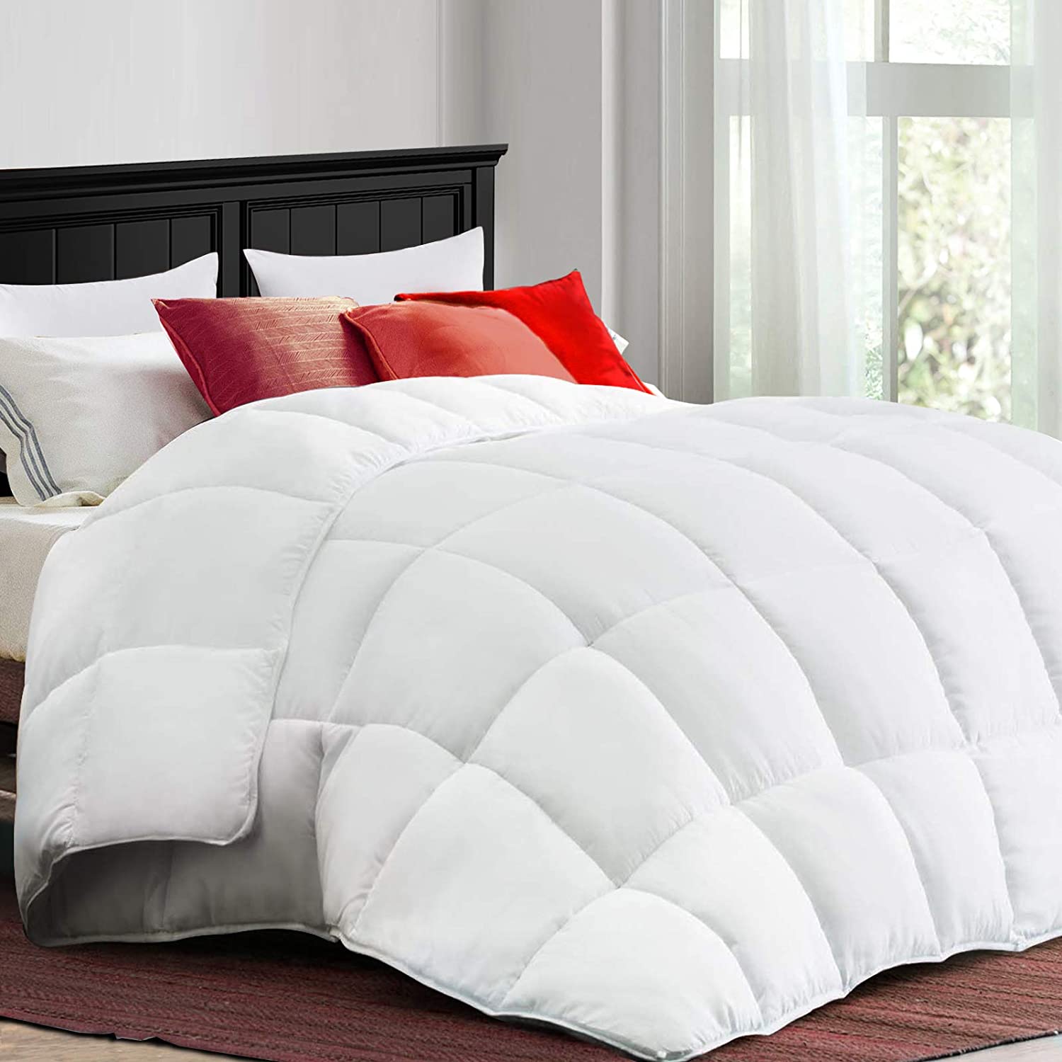Price:$48.99  All Season King Comforter Cooling Down Alternative Quilted Duvet Insert with Corner Tabs,Winter Warm Hotel Comforter,Machine Washable-102 x 90 Inches,White : Home & Kitchen