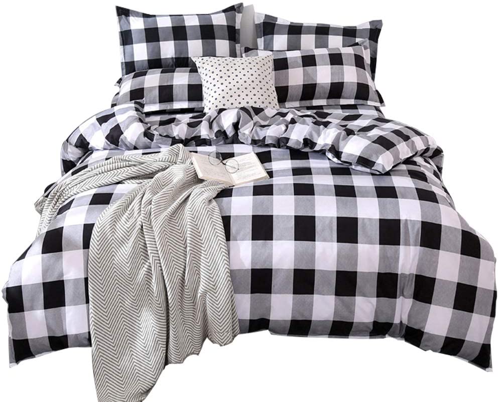 Price:$24.99  Black and White Bedding Set 3 Piece Duvet Cover Set with Zipper Closure (Twin, Black and White) : Home & Kitchen