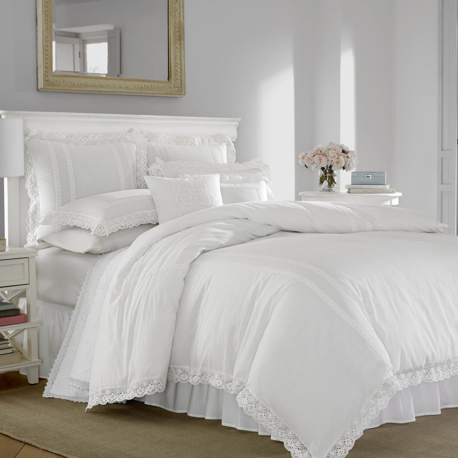 Price:$129.99  Ashley Home | Annabella Collection | Luxury Premium Ultra Soft Duvet Coverlet, Lightweight Comfortable 3 Piece Bedding Set, Stylish Design for Home Décor, Full/Queen, Annabella White : Home & Kitchen