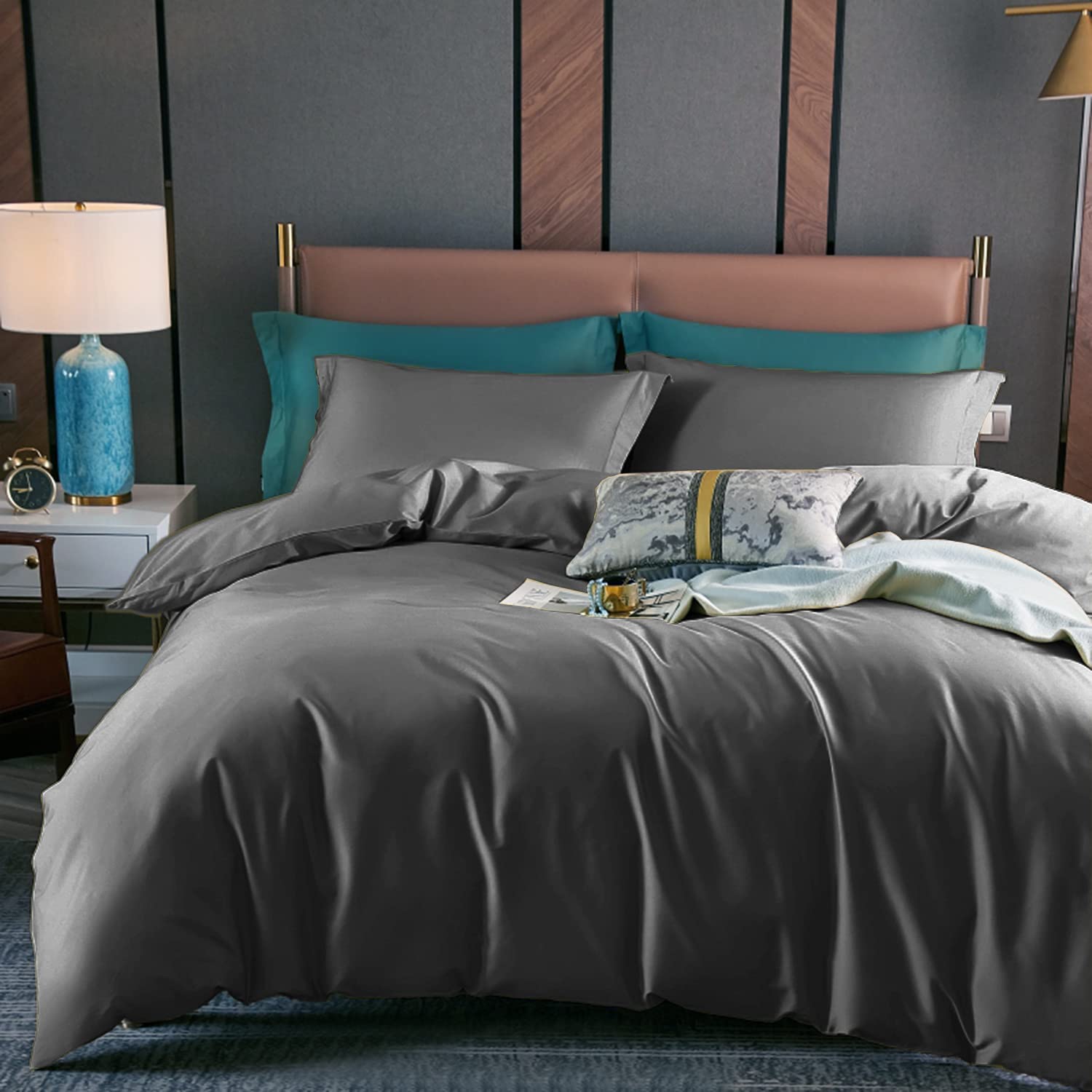Price:$29.99  Cover Queen Size, 100% Microfiber Breathable 3 Piece Bedding  Cover Sets, Ultra Soft  Covers with Zipper Closure, 1 Dark Grey Queen  Cover (90"x90") with 2 Pillow Shams : Home & Kitchen