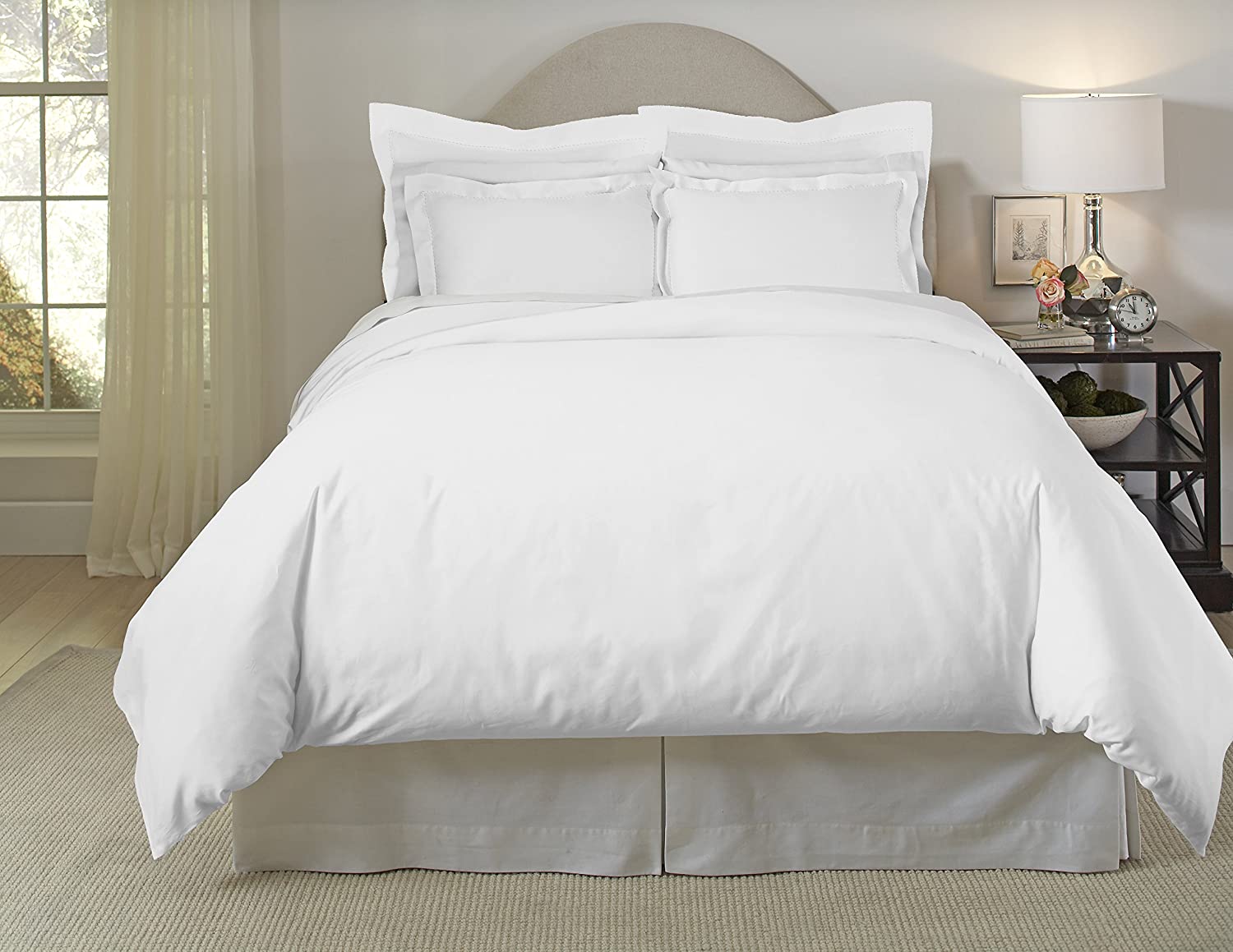 Price:$110.09  620TC Long Staple Cotton Oversized Duvet Set, King/California King, White : Home & Kitchen