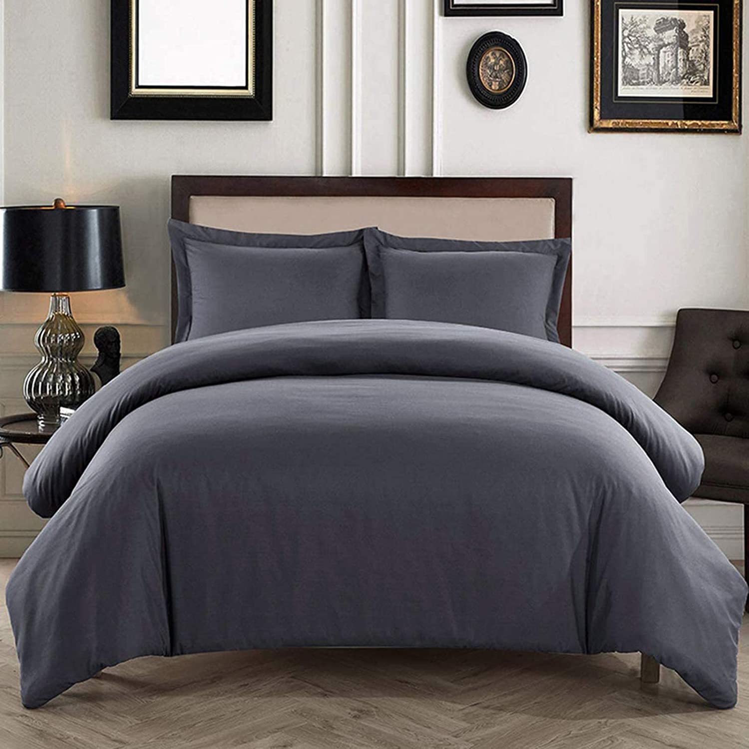 Price:$19.99  Covers Grey -  Cover Queen Set Bedding Comforter Cover with Corner Ties Zipper Closure (Gray, Queen) : Everything Else