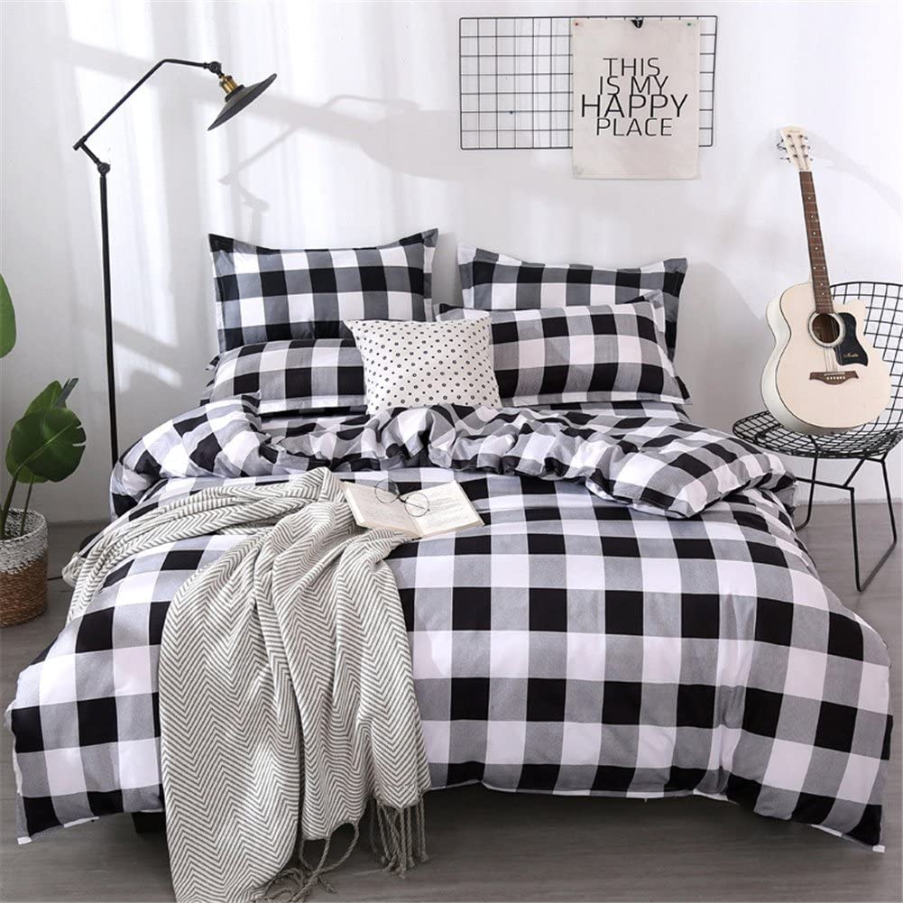 Price:$28.99  Queen Duvet Cover Set Buffalo Check Plaid Geometric Checker Pattern Printed in Gray Grey and White 3 Pieces Bedding Set with Zipper Closure Soft Microfiber Simple Style Comforter Cover : Home & Kitchen