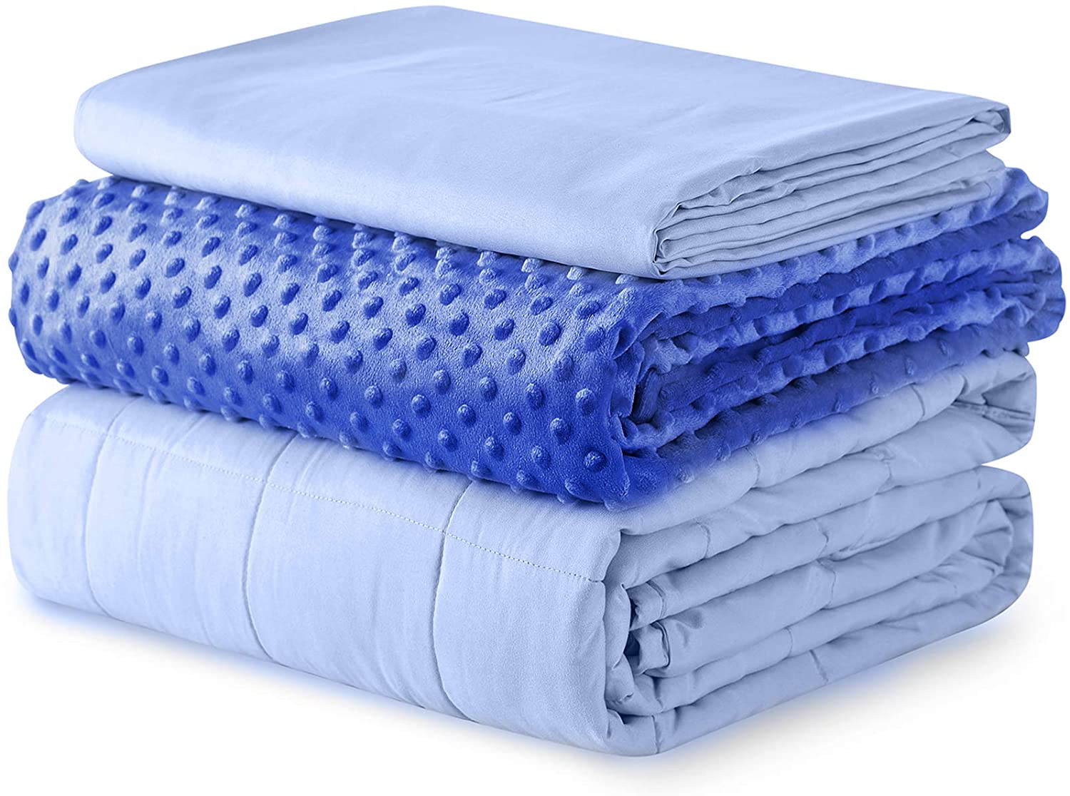 Price:$99.90  Weighted Blanket and Duvet Covers — Hot and Cold Duvet Cover Set (3 Pieces) — (Blue, 60''x80'' 20lbs), Suit for One Person(~190lb) Use on Queen/King Bed : Home & Kitchen
