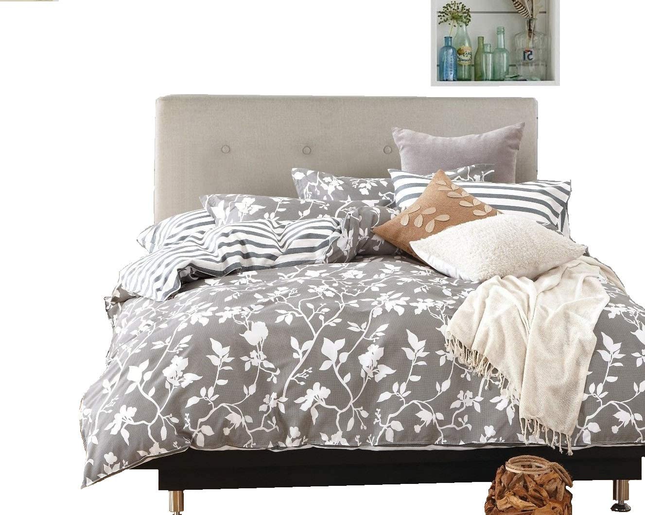 Price:$52.99  Beddings Leafy Vines 3-Piece 100% Cotton Bedding Set: Duvet Cover and Two Pillow Shams (Queen) : Home & Kitchen