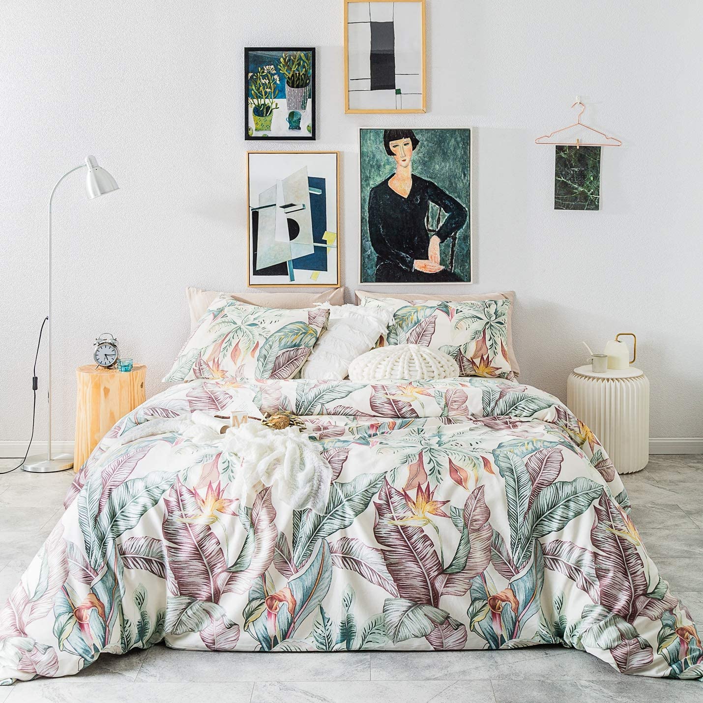Price:$125.99  3 Piece Duvet Cover Set 100% Egyptian Cotton King Size Colorful Botanical Bedding Set 1 Tropical Banana Leaves Print Duvet Cover with Zipper Ties 2 Pillowcases Hotel Quality Ultra Soft Durable : Everything Else