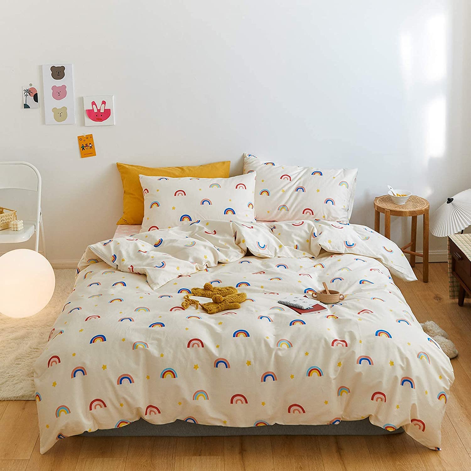 Price:$48.00  Japanese Classic Flowers 100% Cotton Duvet Cover Colourfast Bedding Set 1 Duvet Cover with 2 Pillowcases Lightweight and Soft Bedroom Decoration Gift Little Rainbow Twin : Home & Kitchen