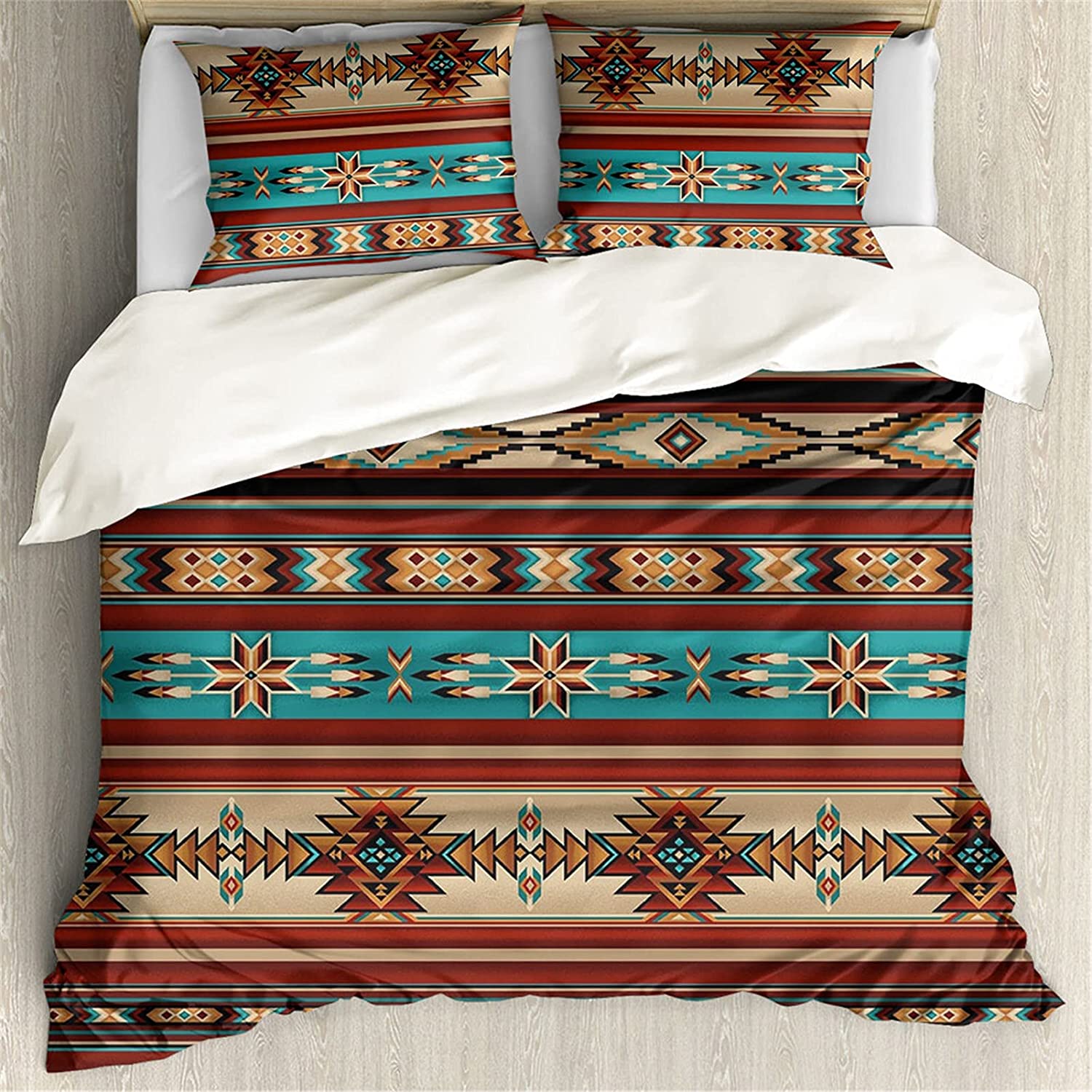 Price:$41.99  Southwester Bedding Sets for Women Men Duvet Cover Native American Indian Style Comforter Quilt Covers Twin 1 Duvet Cover 2 Pillowcases (Twin, Tribal Aztec) : Home & Kitchen