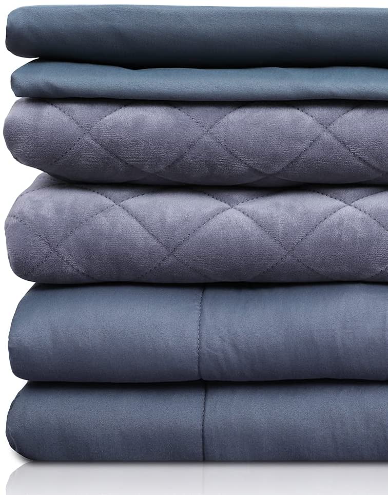 Price:$69.99  Sleep Adults Weighted Blanket 20lbs with 2 Duvet Covers,Cooling and Warm Duvet Cover Set for All Season(3 Pieces),(60"×80",Gray),with Premium Glass Beads Fits Queen/King Size Bed : Home & Kitchen