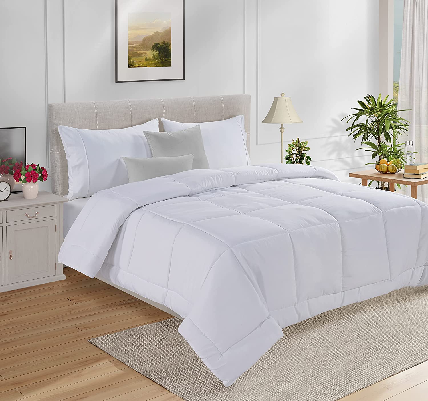 Price:$37.99  King Comforter Duvet Insert - Quilted Bedding Comforter for King Bed, All-Season Down Alternative Comforter, Lightweight King Down Comforter - 104 x 90 Inches -  : Home & Kitchen